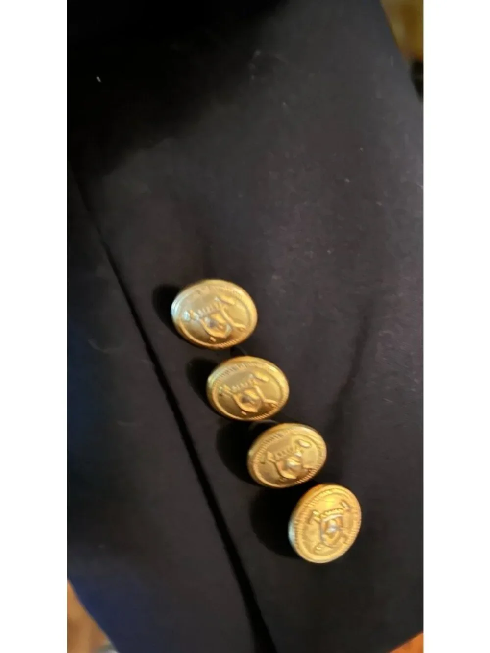 Ralph Lauren Mens 36S Navy 100% Wool Blazer Gold Crest Buttons